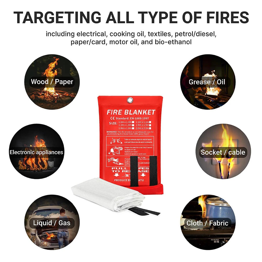 Portable Emergency Fire Blanket Retardant Fire Suppression Blanket Survival Shelter Safety Cover Fire Extinguisher Fireproof Mat