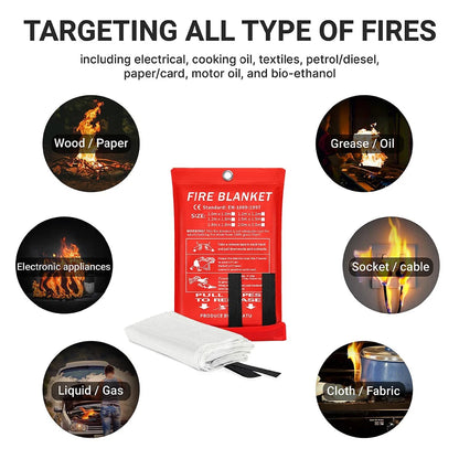 Portable Emergency Fire Blanket Retardant Fire Suppression Blanket Survival Shelter Safety Cover Fire Extinguisher Fireproof Mat